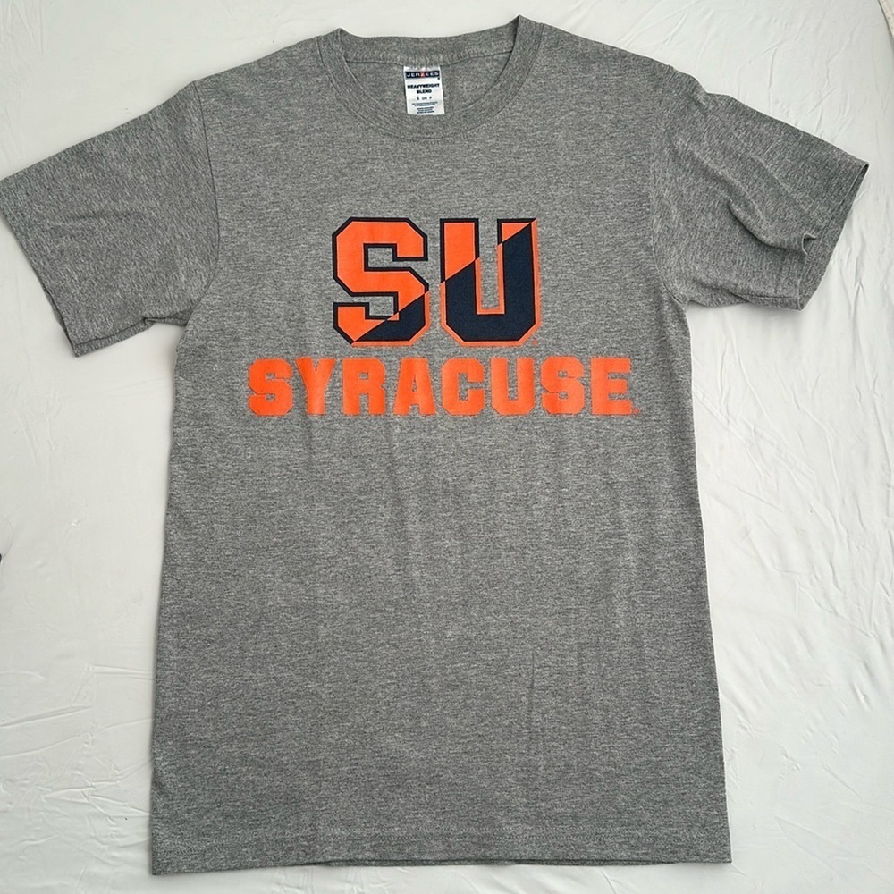 Jerzees Syracuse University Orangemen gray orange navy blue short sleeve t-shirt